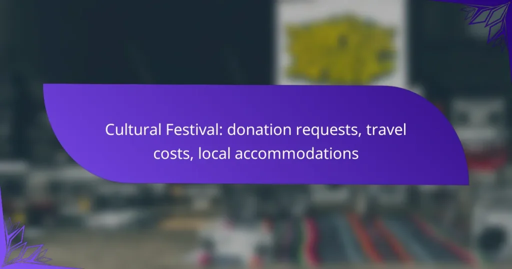 Cultural Festival: donation requests, travel costs, local accommodations