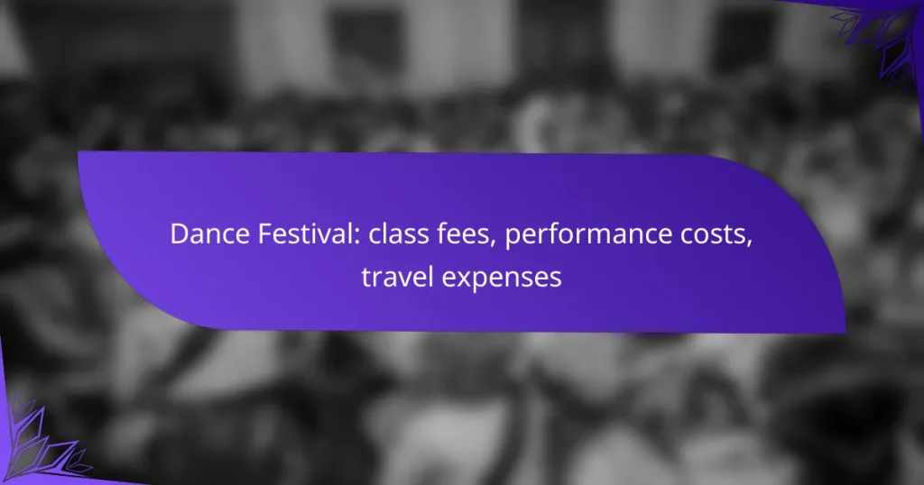 Dance Festival: class fees, performance costs, travel expenses