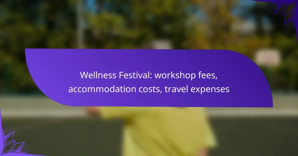 Wellness Festival: workshop fees, accommodation costs, travel expenses