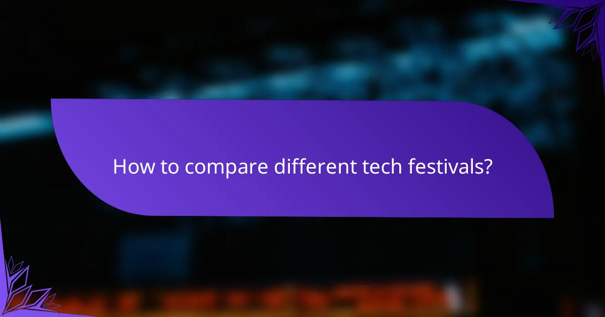 How to compare different tech festivals?