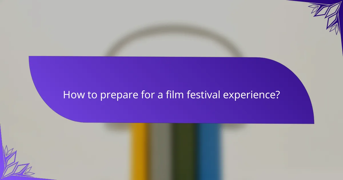 How to prepare for a film festival experience?