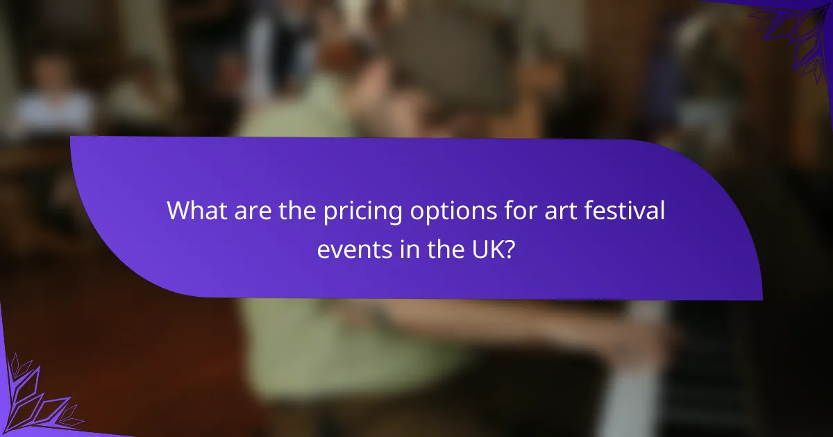 What are the pricing options for art festival events in the UK?