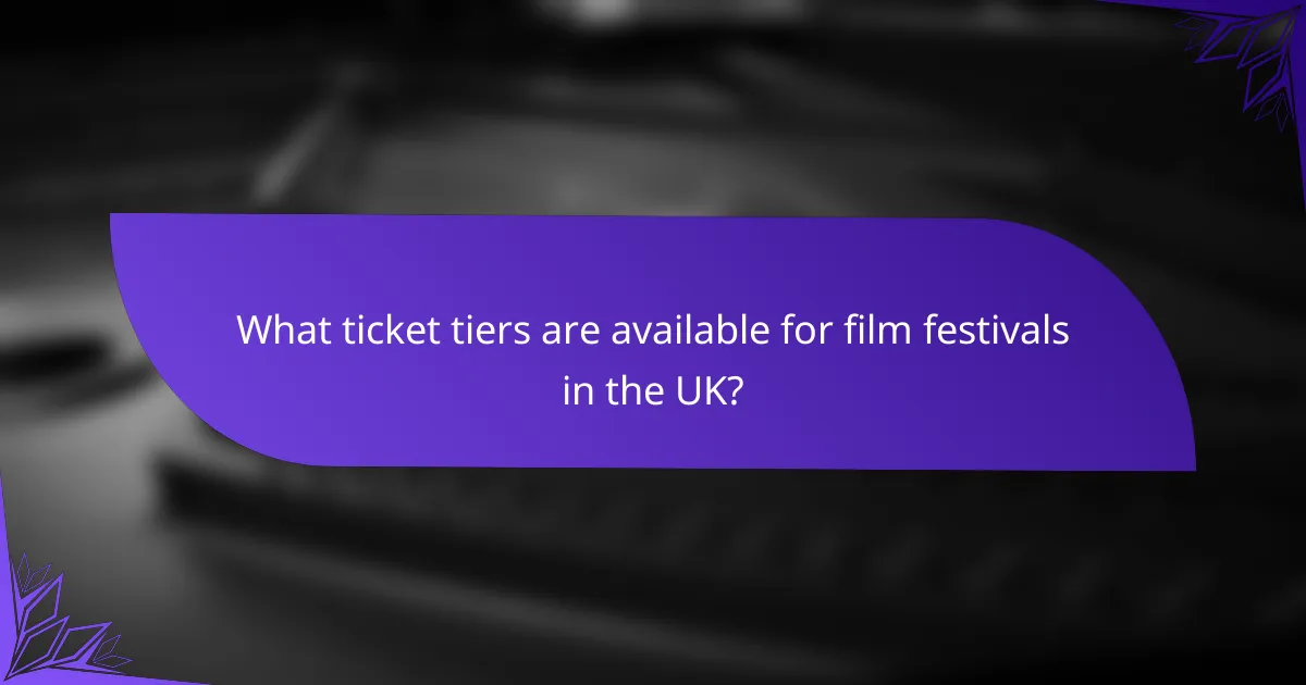 What ticket tiers are available for film festivals in the UK?